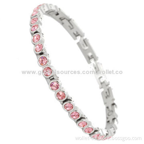 Women's Colorful CZ Stone 316L Stainless Steel Therapy Bracelet with High Polishing